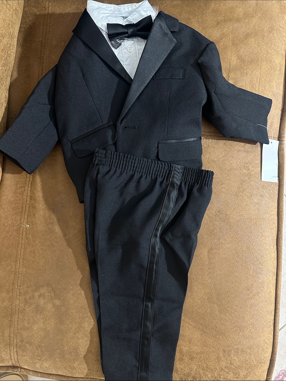Nautica Boys Black Formal Tuxedo Jacket Pants Bow Tie